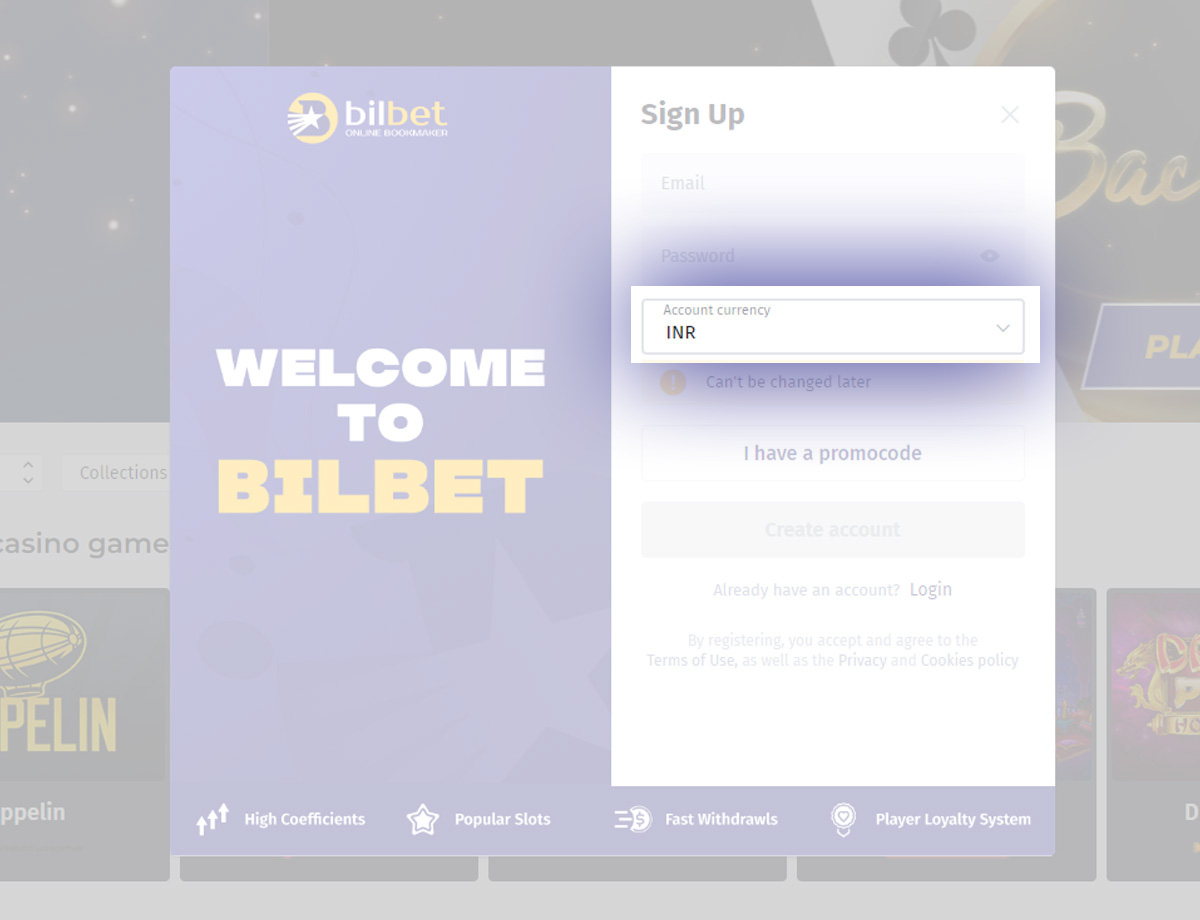bilbet registration step 3