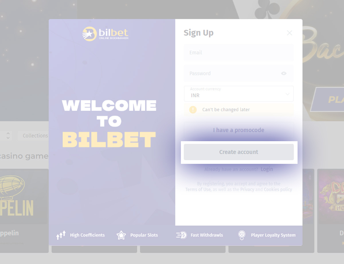 bilbet registration step 5